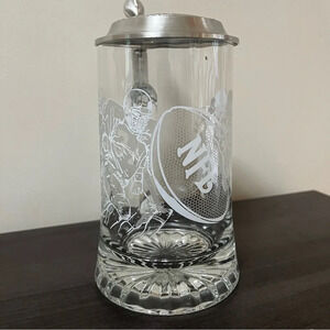NFL Beer Stein Glass National Football League Etched w/Lid